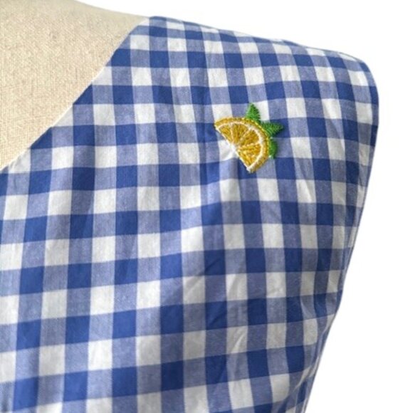 Talbots Lemon Gingham Shift Dress Embroidered Keyhole Back Lined Cotton 16 NWOT - Picture 6 of 16